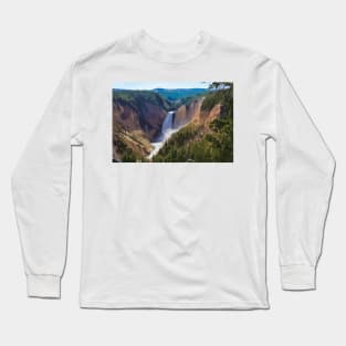 Yellowstone Waterfall Painting Long Sleeve T-Shirt